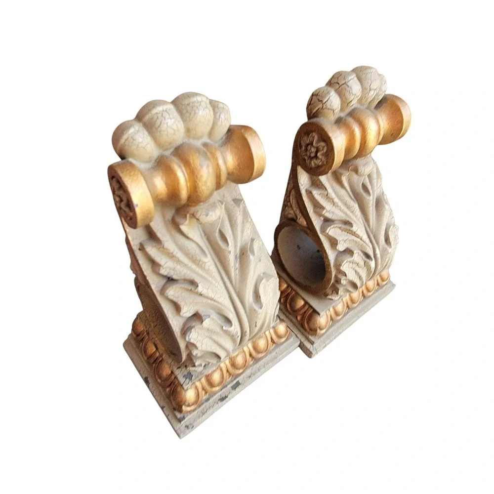 Set Of 2 Corbels Book Ends Stone Gold Color